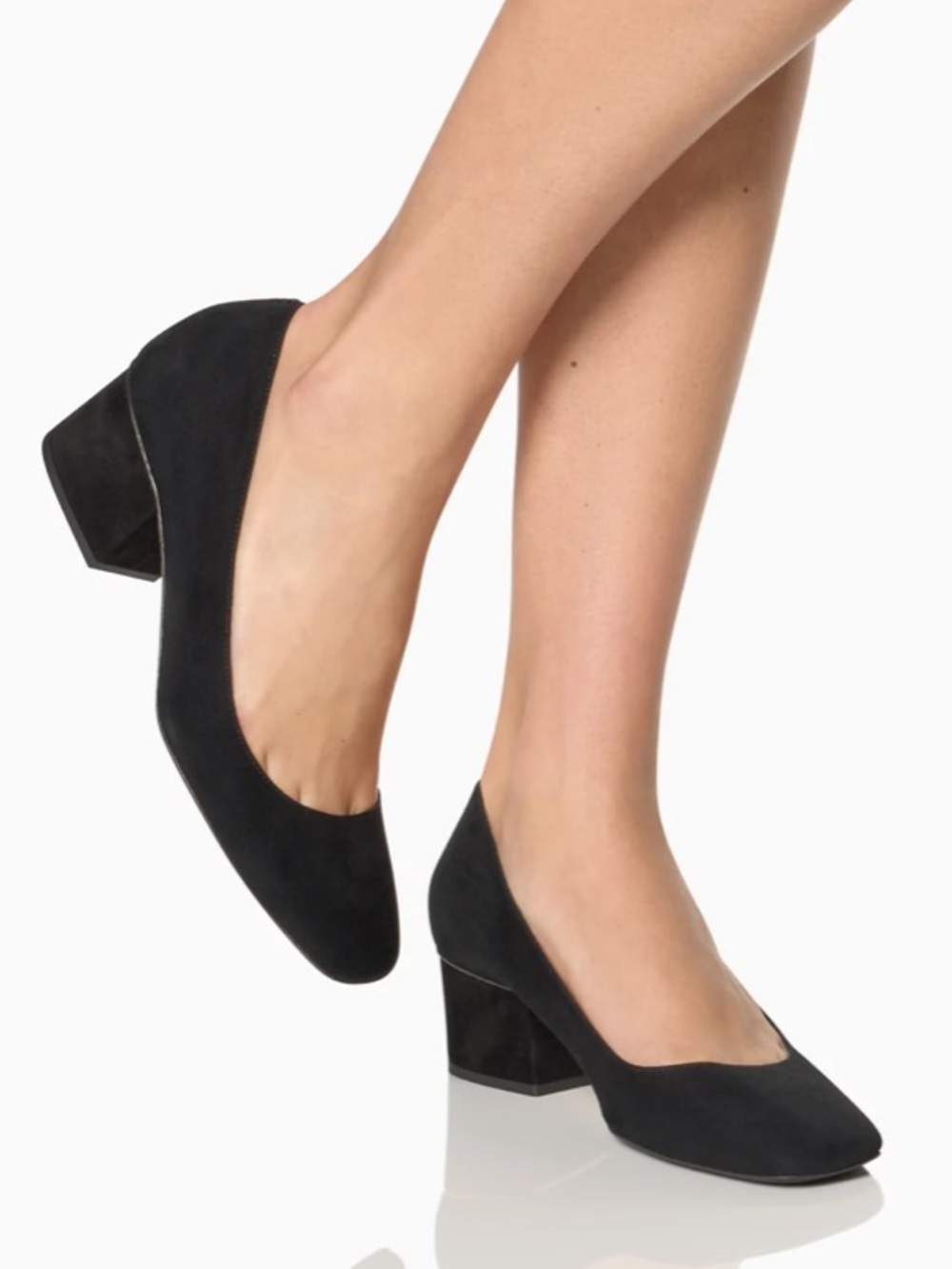 Sarah Flint || Perfect Stephanie 45 Square Toe Block Heel Pump Suede Black 39.5